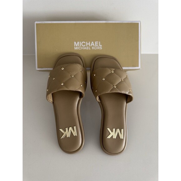 Michael Michael Kors Women's Sandals & Flip Flops Hayworth Slide Camel size 6M - Picture 2 of 13